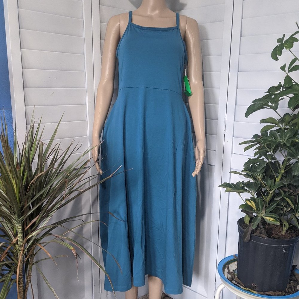 NWT Turquoise Pact Cotton Midi Dress W/ Pockets